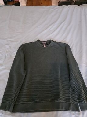 H&M Men's Dark Green Ribbed Crewneck Sweater